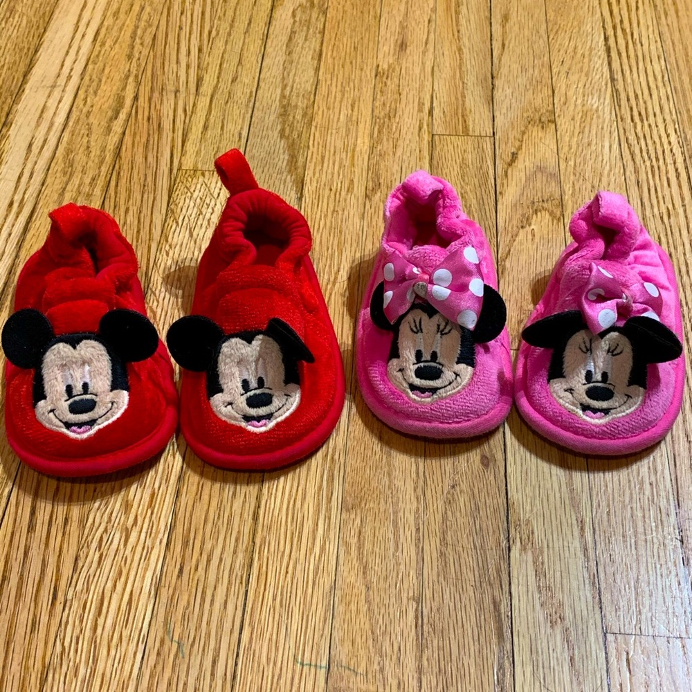 Baby Mickey Mouse and Minnie Mouse Slippers